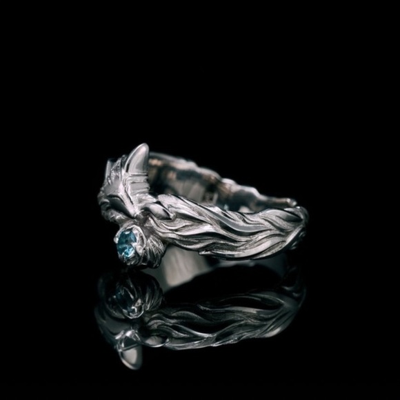 Silver Fox & Blue Crystal Ring NEW - Picture 3 of 7